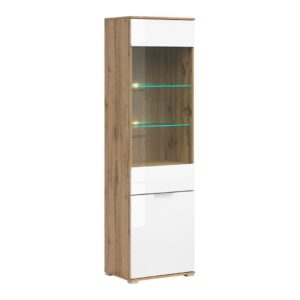 Vitrina Zele 56 cm sa 2 vrata, Wotan hrast/sjaj bijela