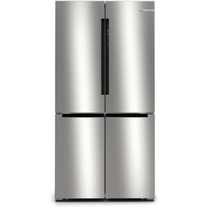 Boschfriziderkfn96vpeajpg globalmtc Stainless steel bosch french door refrigerator with two top doors and two bottom drawers center vertical dispenser between doors Globalmtc