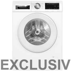 Bosch front loading washing machine with control panel on top and large circular door exclusiv watermark across the image Globalmtc