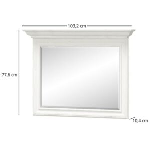 Large rectangular white framed wall mirror with decorative molding 103 2 cm wide 77 6 cm tall 10 4 cm deep Globalmtc