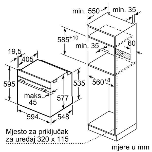 Isometric technical drawing of a cabinet with shelves showing multiple dimension callouts in millimeters and dashed hidden edges Globalmtc